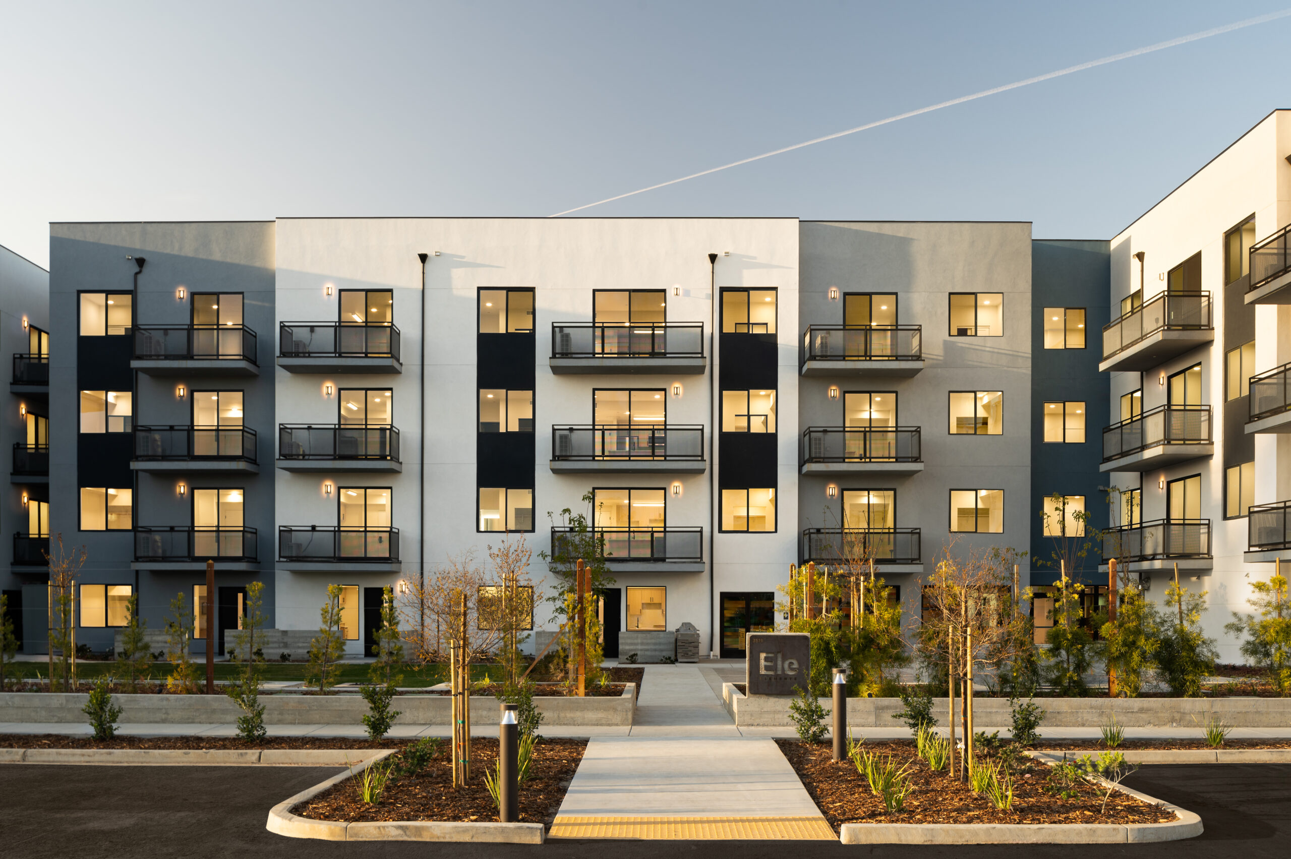 Twilight Photograph of Elements Apartments in Santa Maria California, Architectural Photography
